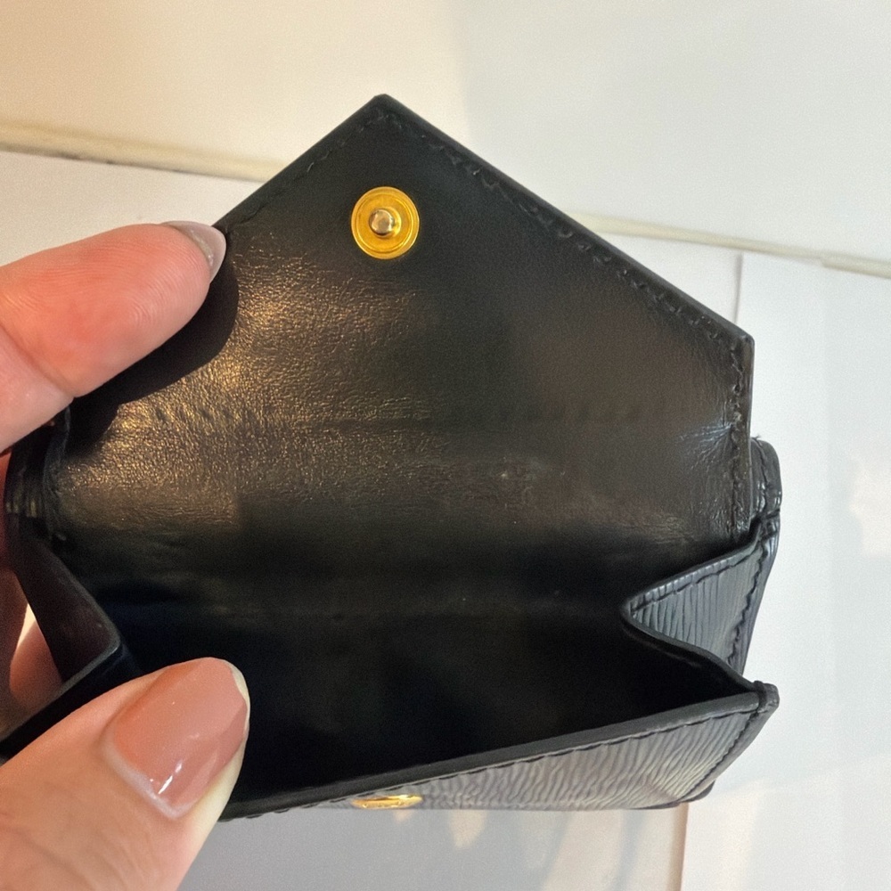 Prada Milano Black Vitello Leather Envelope Tri-Fold Wallet Made in Italy - Picture 5 of 9
